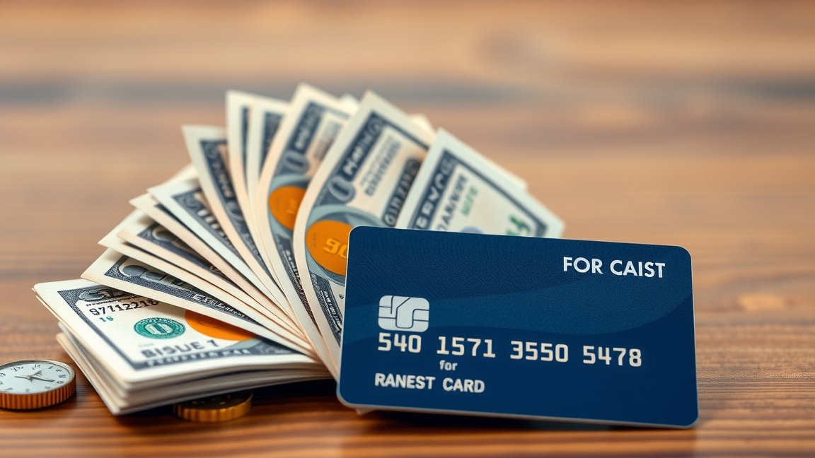 Készpénz és bankkártya egy asztalon, pénzügyi döntésekhez.