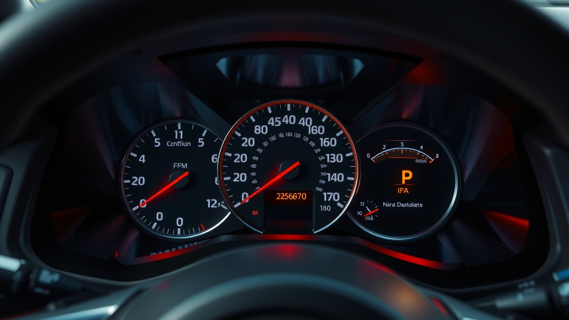 Autó műszerfal, kilométeróra és sebességmérő