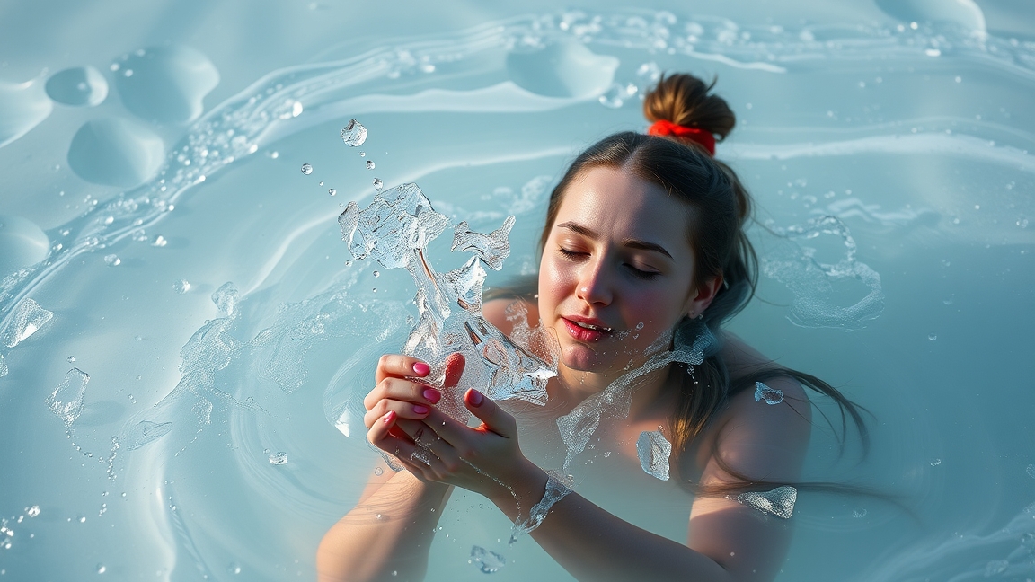 Egy fiatal nő köpölyözés előtt, vízben élvezi a relaxációt.