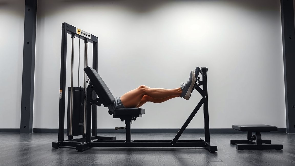 Lábtoló gép használata alsótest edzéshez a fitnesz teremben.