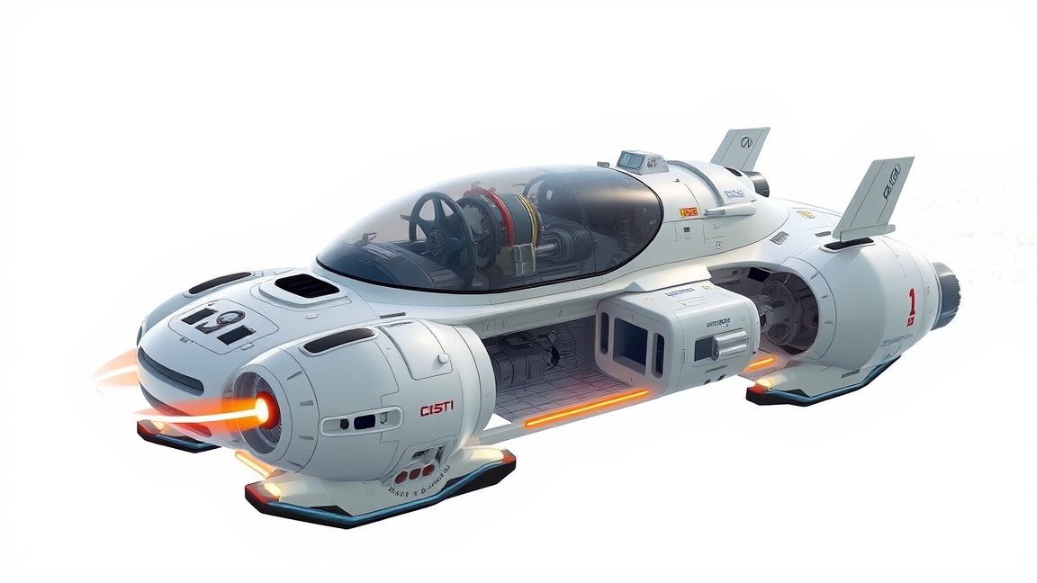 Modern légpárnás hajó aerodinamikai kialakítással és innovatív technológiával.