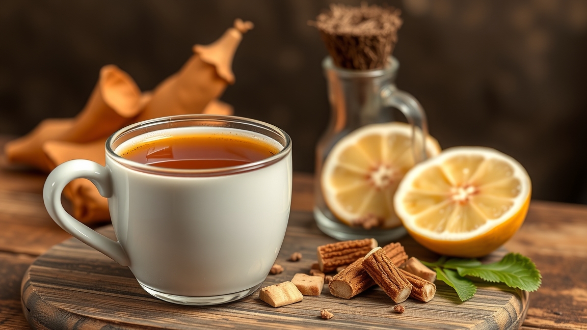 Friss maca tea citrommal és gyógyfüvekkel, egészséges ital