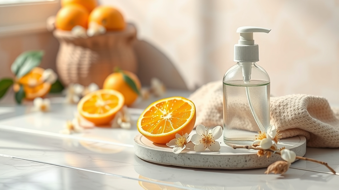 Narancsvirágvíz és friss narancs, természetes kozmetikum alapanyagok