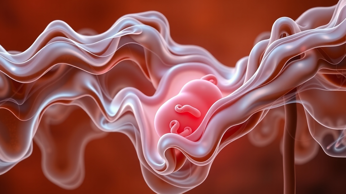 Terhes nő magzata a méhben, amely pajzsmirigy-alulműködés hatásait tükrözi.