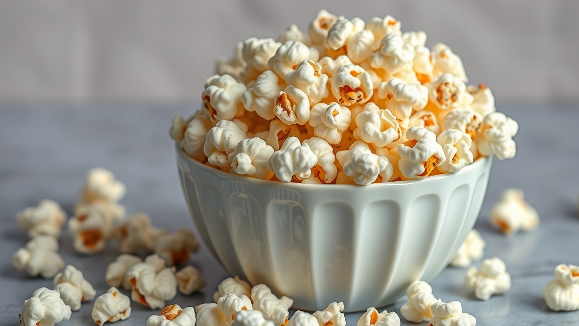 Friss pattogatott kukorica egy tálban.