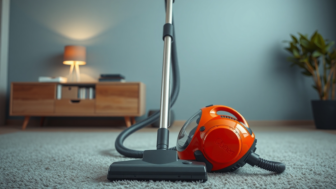 Porzsák nélküli porszívó a nappaliban, kényelmes takarításhoz.