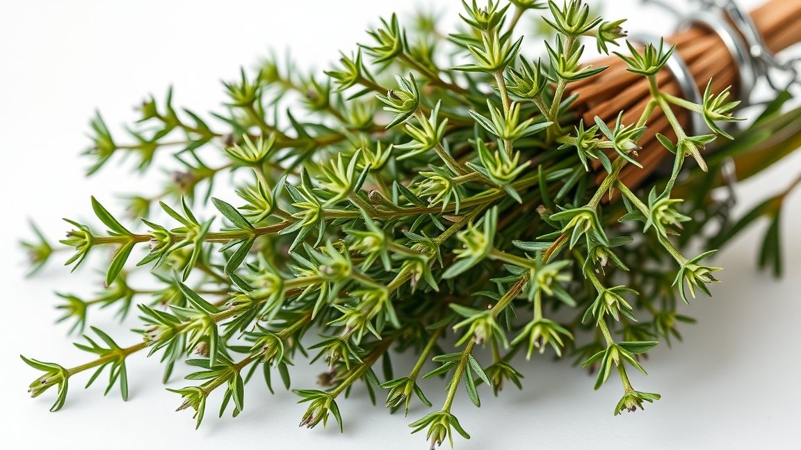 Friss rozmaring ágak közelképe, egészségügyi előnyökkel.