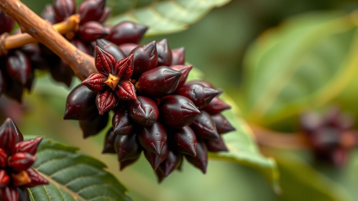 Szegfűbors növény tüskékkel és zöld levelekkel