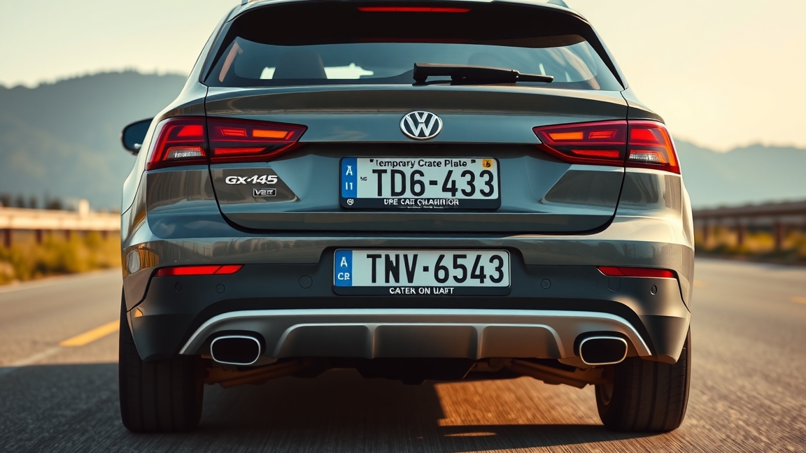 Volkswagen autó hátulról P-rendszámmal