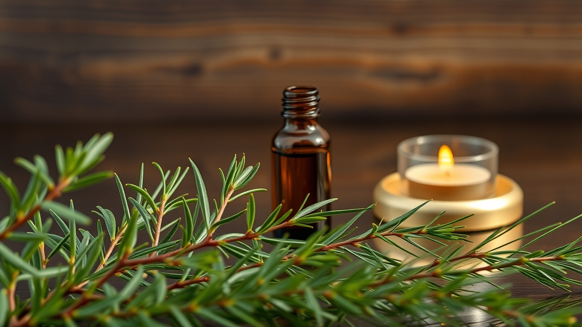 Vetiver olaj és gyertya az aromaterápiás relaxációhoz.