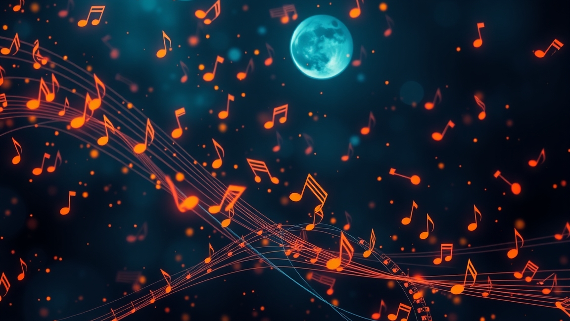 Zenei dallamok és ritmusok a holdfényben, érzelmek és hangulatok alakítása.