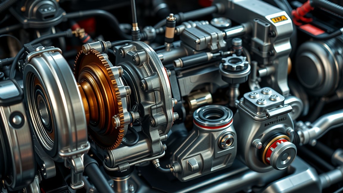 Hidraulikus váltó részlete egy modern autó motorjában