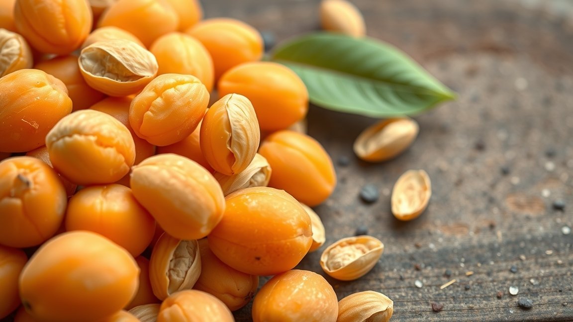 Friss kajszimagok egy fán, gazdag táplálékforrás