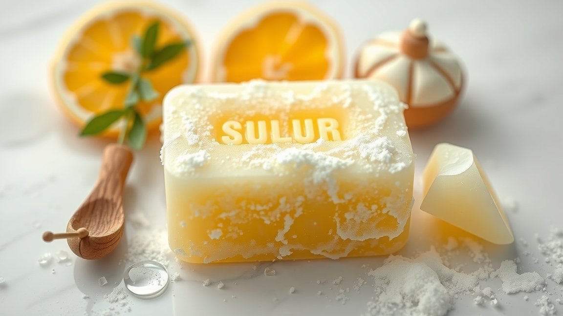 Kénszappan citrom és természetes összetevők környezetében