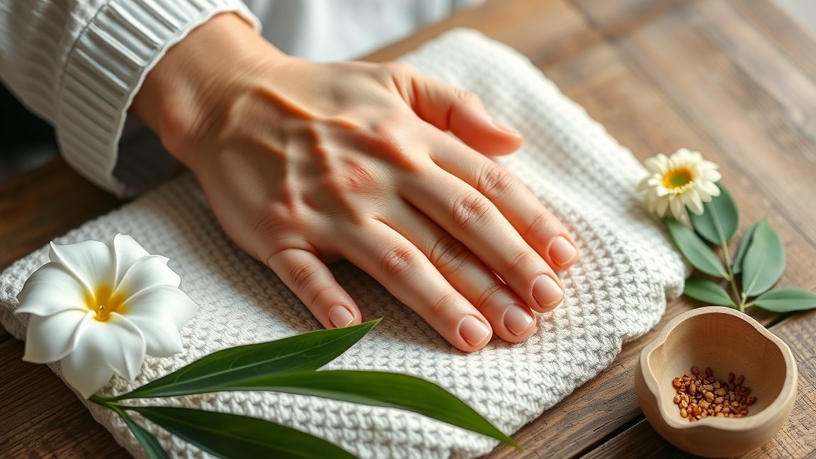 Kézmasszázs virágokkal és természetes anyagokkal