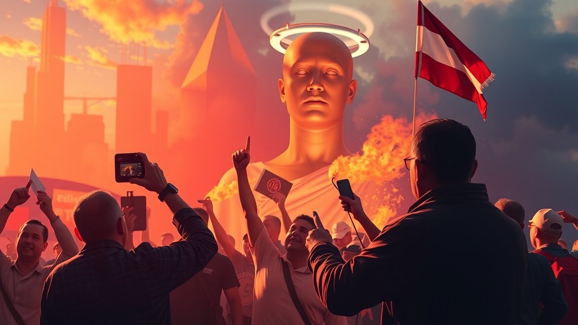 Tömegek ünneplik a társadalmi változásokat egy médiás eseményen.