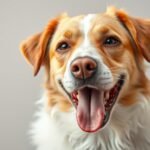 Mosolygó kutya, aki élvezi a szabadban való tartózkodást.