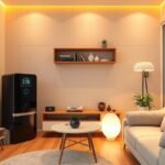 Modern okosotthon belső tér elektronikai eszközökkel