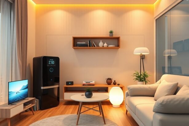 Modern okosotthon belső tér elektronikai eszközökkel