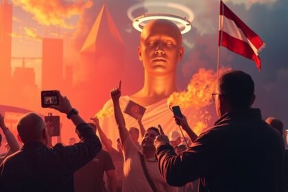 Tömegek ünneplik a társadalmi változásokat egy médiás eseményen.