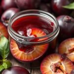 Szilvalekvár zamatos szilvával, egészséges alternatíva az emésztés támogatására.