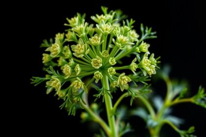 Friss kapor virágok, zöld fűszernövény emésztési előnyökkel.