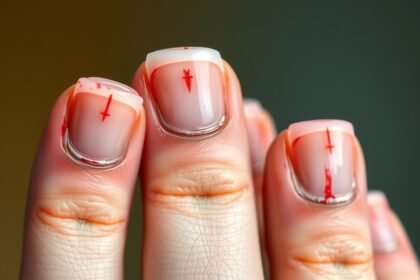 Köröm állapot és egészségi jelek, vörös vonallal megjelölve.