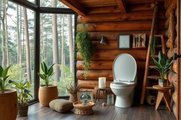 Fenntartható bio WC természetes környezetben, otthonos kialakításban.