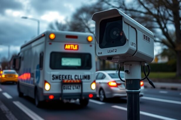 Mobil traffipax a közlekedés során sebességellenőrzéshez.