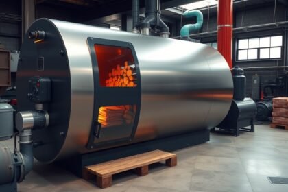 B-Steel faelgázosító kazán modern ipari környezetben.