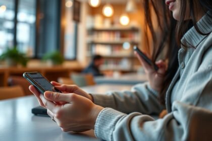 Modern okostelefon használat közben egy kényelmes környezetben