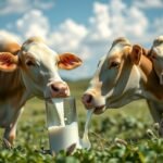 Tehének friss tejet isznak egy üvegből a mezőn.