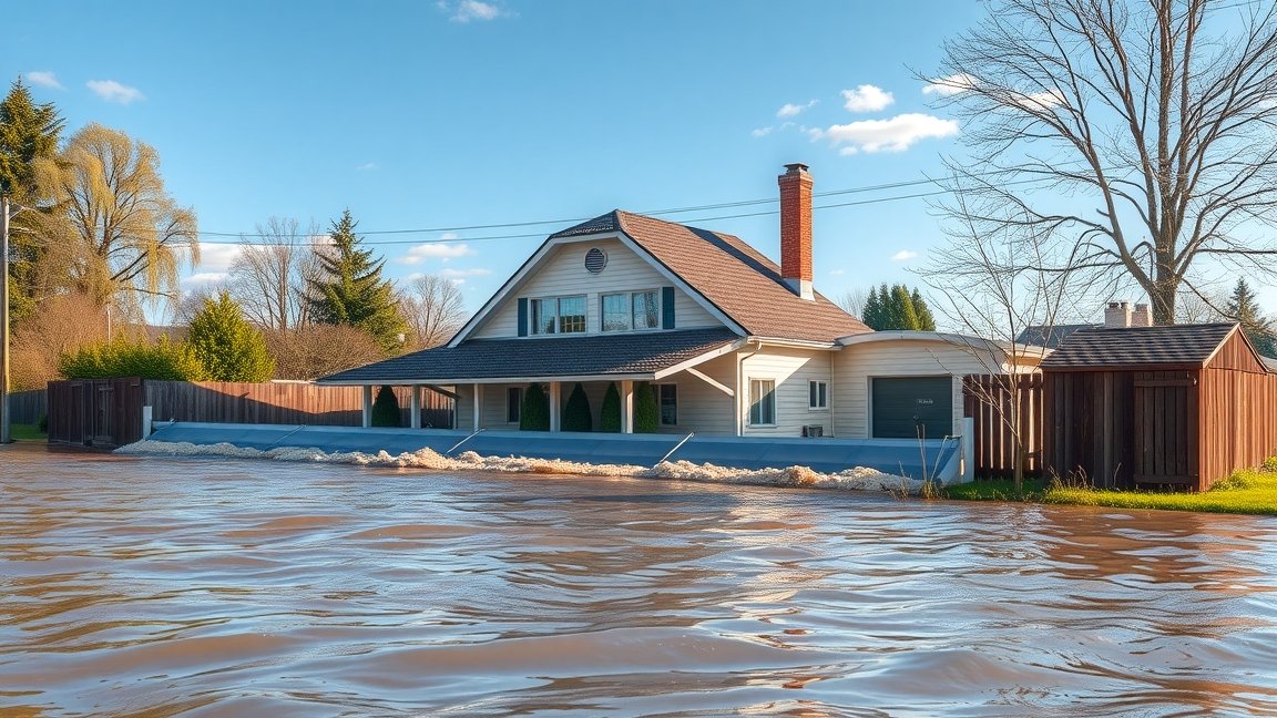Mobilgát védelme az árvíztől egy ház előtt