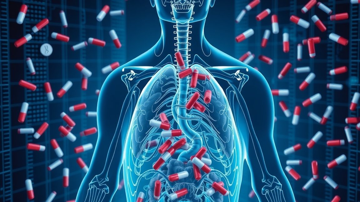 Az emberi test gyógyszerekkel telített ábrázolása