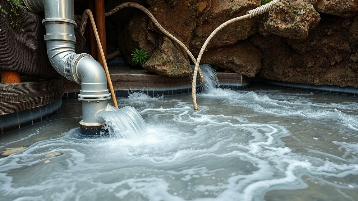 Geotermikus fűtési rendszer vízelvezetése és csövek