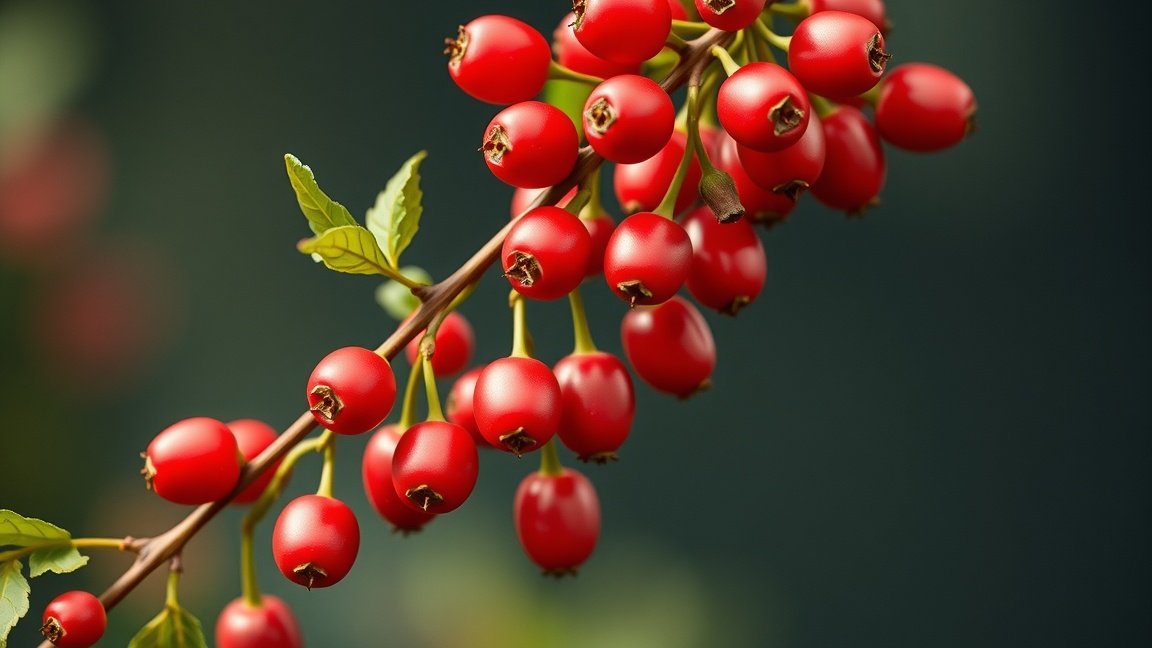Friss goji bogyók zöld levelekkel, gazdag antioxidánsforrás.