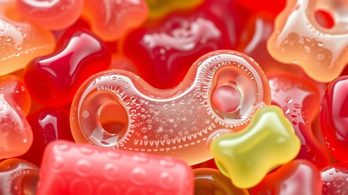 Színes gumicukrok, melyek a fogakra és egészségre nézve árnyoldalakkal bírnak.