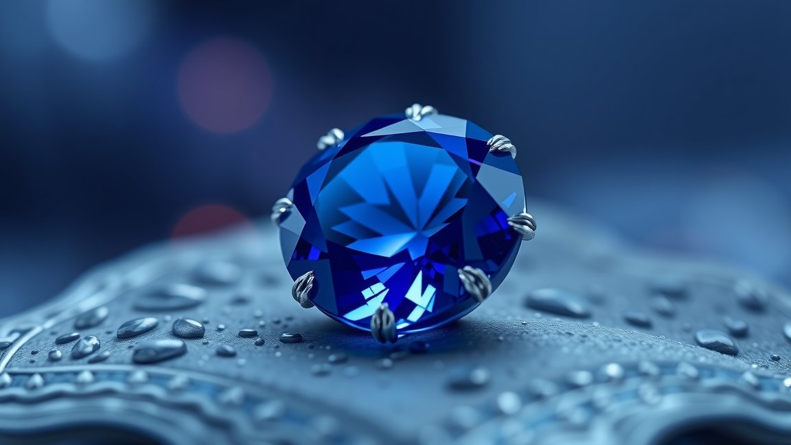 Kék zafír ékszer, amely a gyógyulás és a spirituális erő szimbóluma.