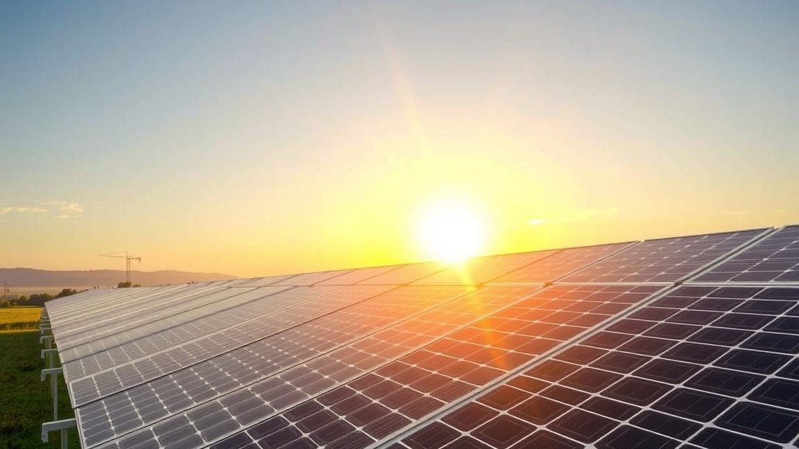 Napelemek a napfelkeltében, hatékonyság és hozam növelése SolarEdge optimalizálókkal.