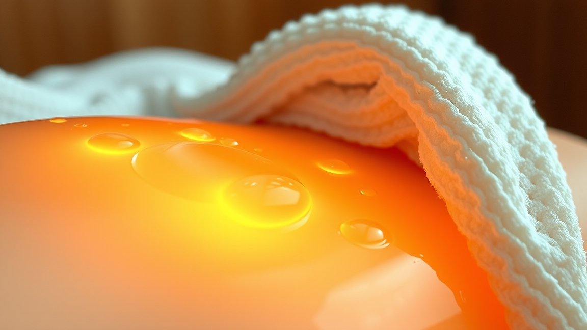 Paraffinolaj cseppek bőrápolási célokra egy textíliával béléselve