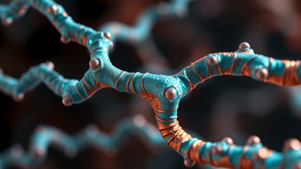 Réz molekula képe, amely a kollagéntermeléshez és antioxidáns védelemhez kapcsolódik.