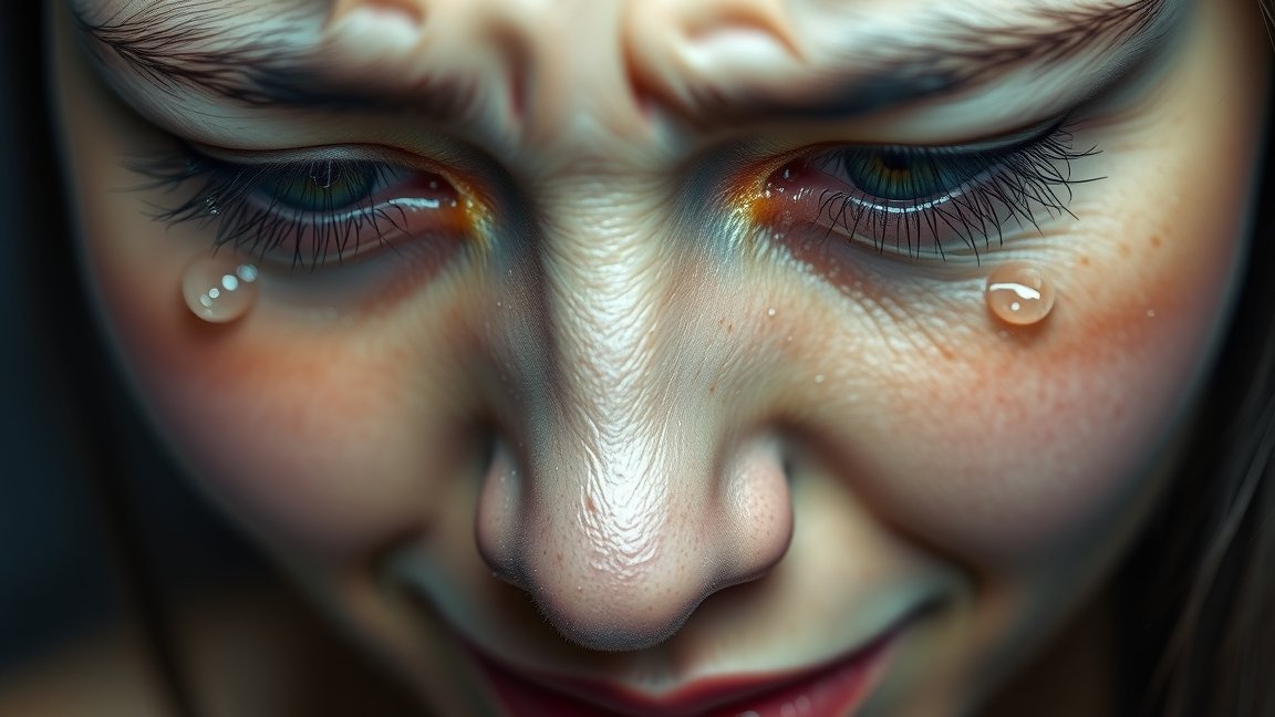 Egy nő, aki sír, kifejezve érzelmeit a könnyekkel.