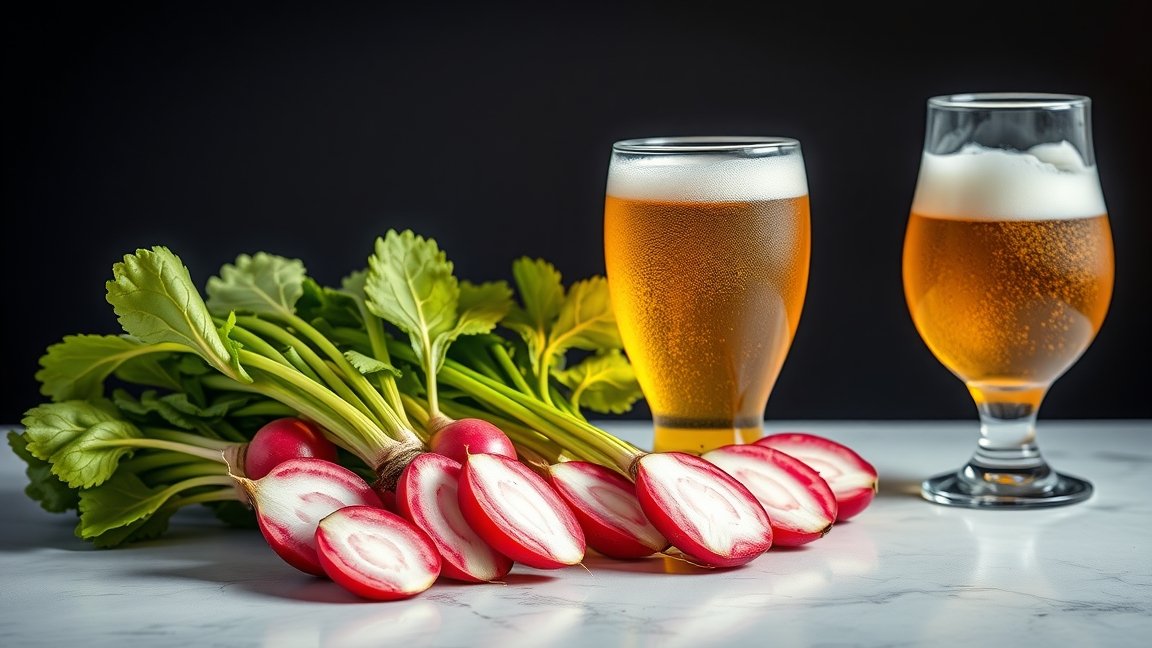 Friss sörretek és két pohár sör egy asztalon.