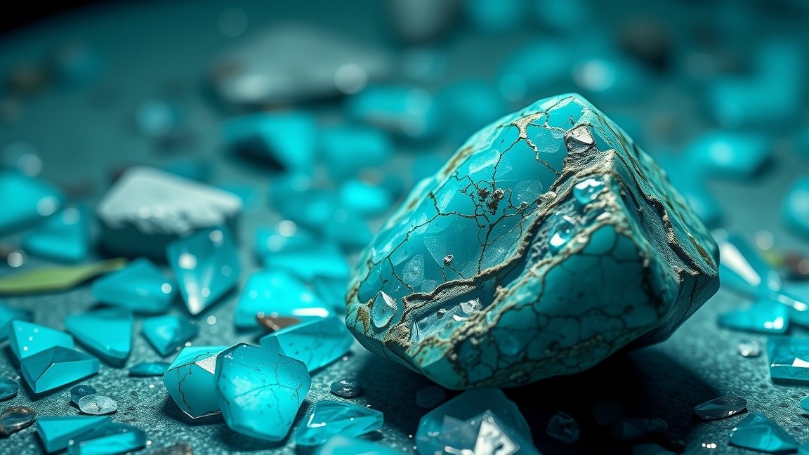 Türkinit kő, a gyógyító és energetizáló ásvány, színes részecskékkel.