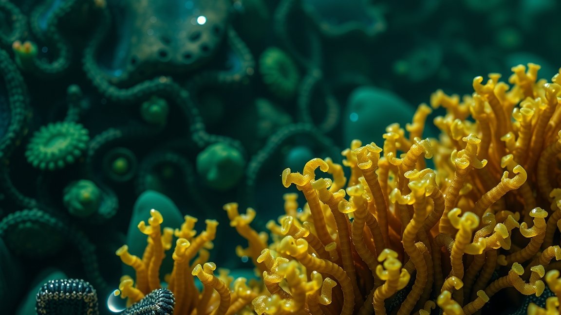 Színes algák a tenger mélyén, az egészség és szépség forrásai.