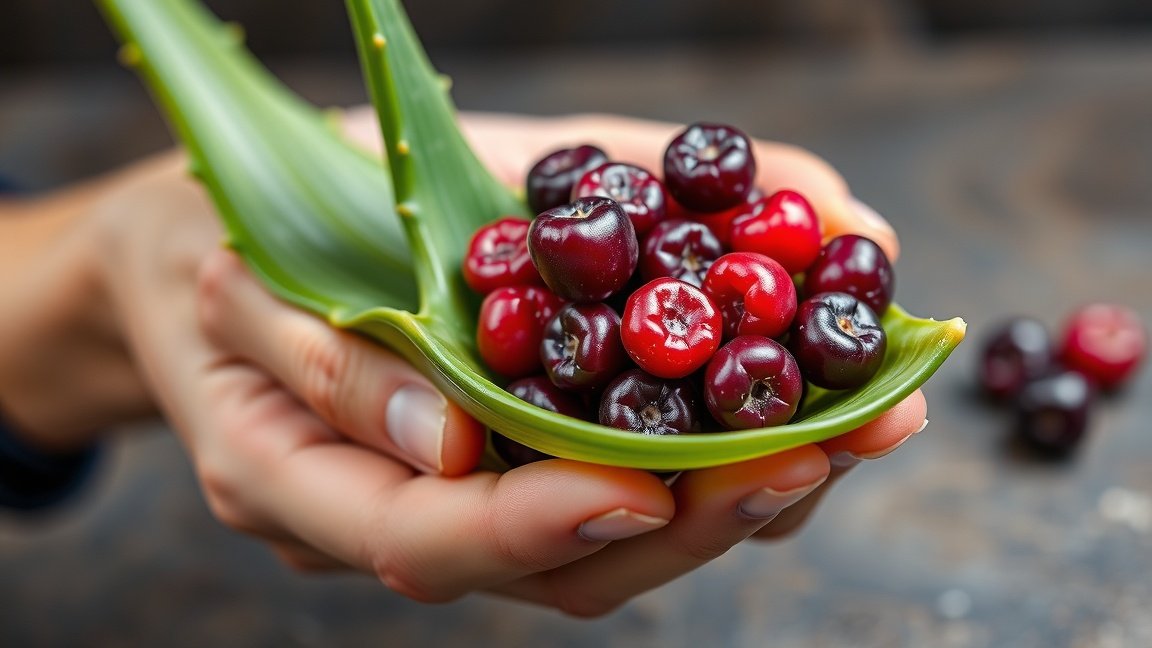 Aloe Berry: bogyós gyümölcsök aloe levélben a természetes jóllétért