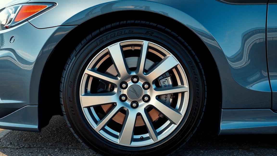 Fém alufelni autó keréken, modern dizájn.