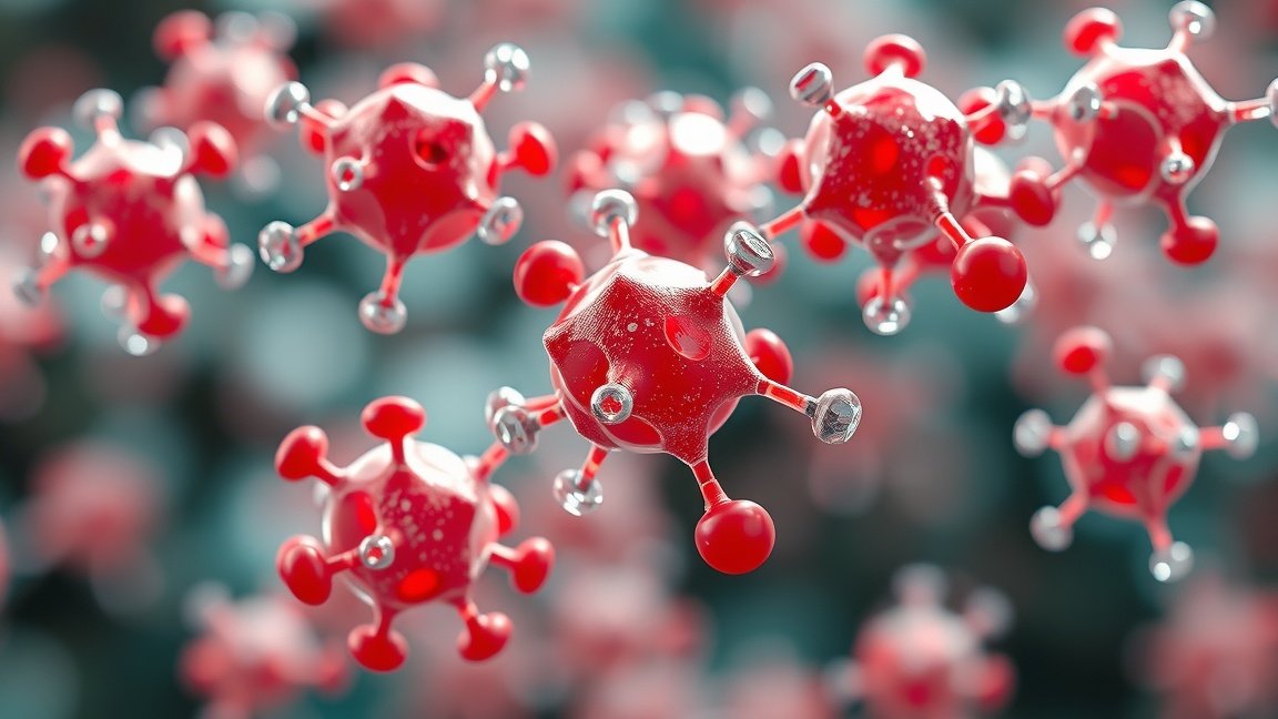 Vörös aminosav molekulák, az arginin hatását szemléltetve.