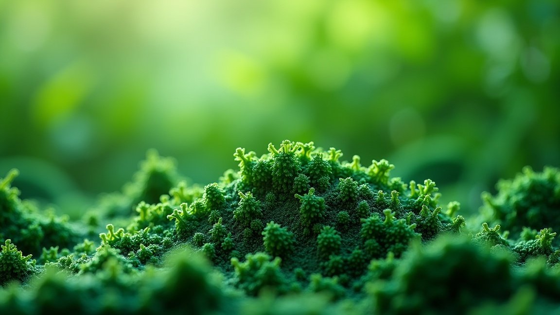 Zöld algák közelről, tápláló szuperélelmiszerek forrásai