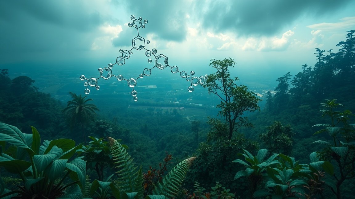 Amitráz molekula a környezeti háttér előtt